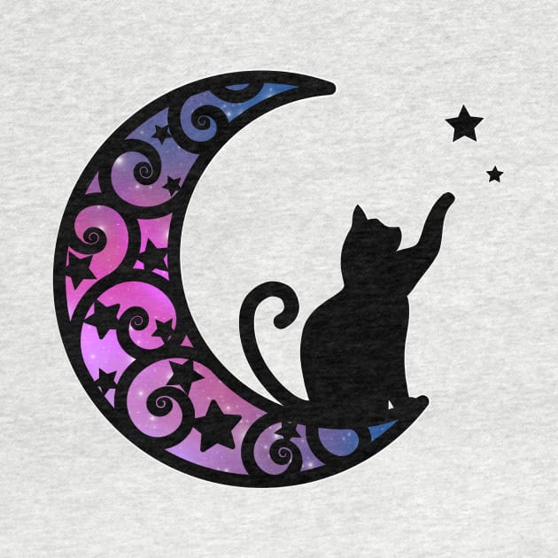 Starlight Moon Kitty Cat Silhouette by LittleBunnySunshine